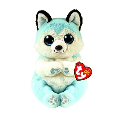 Image de Peluche Ty Beaniee Bellies Thunder le husky 15 cm Bleu