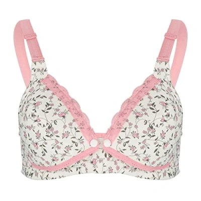 Afbeelding van Borstvoedingsbeha katoen bloemen kant sluiting voorkant zwangere vrouwen kleding (40/90 blauw), Roze