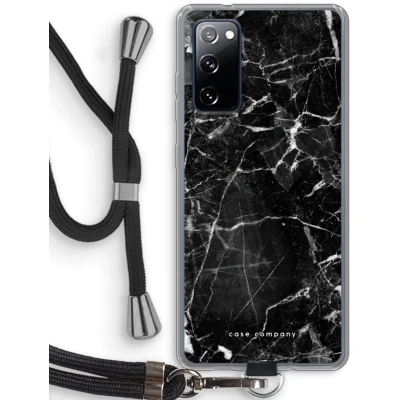Afbeelding van Case Company® hoesje met Koord geschikt voor Samsung Galaxy S20 FE / 5G Zwart Marmer Telefoonhoesje Bescherming aan alle Kanten en Over de Schermrand