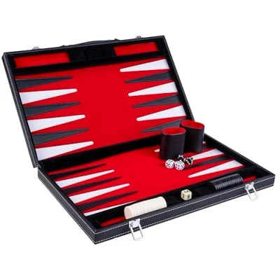 Afbeelding van Engelhart 250501 Backgammon gewatteerd 18 inch rood zwart wit