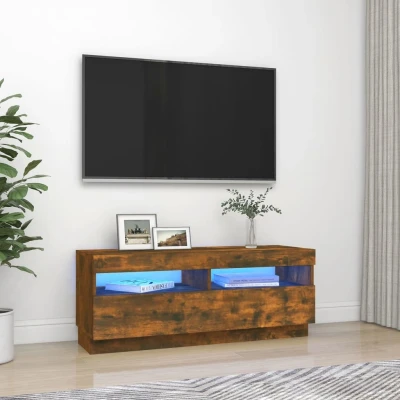 Afbeelding van Tv meubel met LED verlichting 100x35x40 cm gerookt eikenkleurig