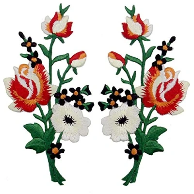 Afbeelding van ZEGIN Geborduurde patch in de vorm van een Boho, rood wit, om te naaien of op plakken met strijkijzer