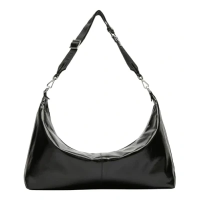 Afbeelding van LIEBESKIND BERLIN Leren Schoudertas Paris 4 Paper Touch Crinkle Hobo Bag Black Zwart