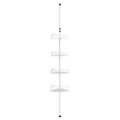 Afbeelding van SONGMICS Doucheplank, badkamerrek, doucheplank zonder boren, totale hoogte 80 323 cm, met 4 niveaus, in verstelbare plank, voor badkamer, wolkenwit BCB003W01