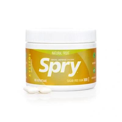 Afbeelding van Spry Fresh Natural Xylitol kauwgom Dental Defense System aspartaamvrij, suikervrij (Fresh Fruit, 100 Count Pack van 1)