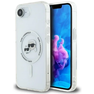 Afbeelding van CG MOBILE Karl Lagerfeld IML Metal &amp; Choupette Heads Compatibel met MagSafe beschermhoes voor iPhone 16e (wit)