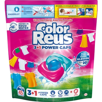 Afbeelding van Color Reus 3+1 Power Caps Wascapsules 45 Wasbeurten