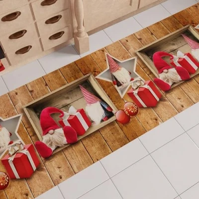 Afbeelding van PETTI Artigiani Italiani Keukentapijt, Kerstmis, antislip, wasbaar, 52 x 480 cm, elfmotief, 100% Made in Italy