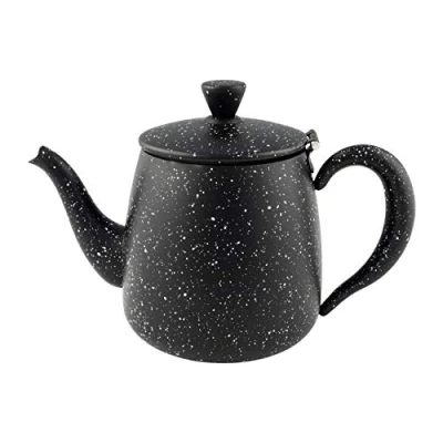 Afbeelding van Café Olé PT 035BG 1 liter hoogwaardige roestvrijstalen theepot zwart graniet druppelvrije schenktuit holle handgrepen en klapdeksel