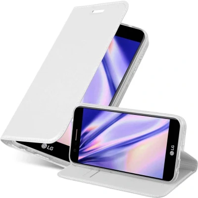 Afbeelding van Cadorabo Hoesje geschikt voor LG K10 2017 in CLASSY ZILVER Beschermhoes met magnetische sluiting, standfunctie en kaartvakje Book Case Cover Etui