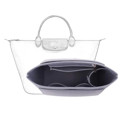 Afbeelding van D.DUO Tasorganizer, tas organizer, accessoires voor handtas van Longchamp met lang handvat (S, kort handvat), grijs)