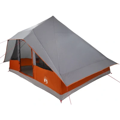 Afbeelding van vidaXL Familietent Tipi Grijs en Oranje 10 Persoons Waterdicht