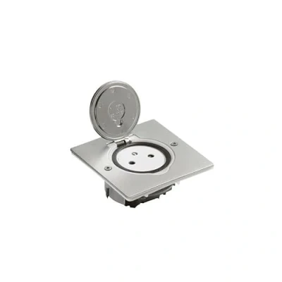 Afbeelding van Legrand 089760 vloerstopcontact, enkel oppervlak, met vierkante plaat, 2P+T, 16 A, 250 V, roestvrij staal