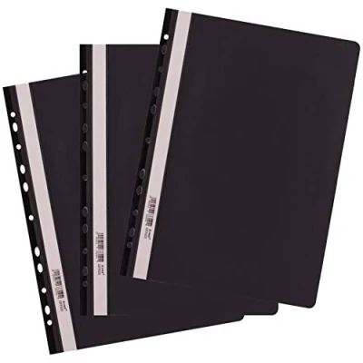 Afbeelding van D.RECT 25 stuks geperforeerde mappen, A4, polypropyleen, zwart