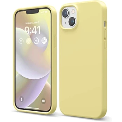 Afbeelding van elago Vloeibare siliconen hoes, compatibel met iPhone 14 (6,1 inch), premium siliconen, bescherming rondom, 3 laags, schokbestendig, zachte microfiber voering krasbestendig (geel)