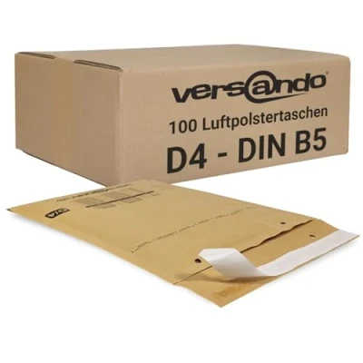Afbeelding van Versando 100 luchtkussenzakken D4, buitenmaat 200 x 275 mm, kleur bruin/goud