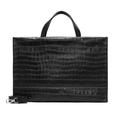 Afbeelding van Liebeskind Berlin Lou 2 New Croco Satchel, zwart, zwart.