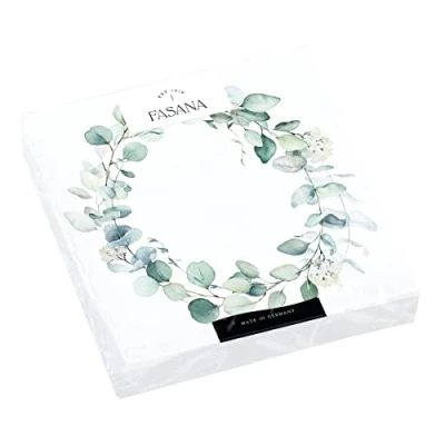 Afbeelding van servetten set van 20 Kroon vol eucalyptus groen voor verjaardag, communie, vormsel, bruiloft tafeldecoratie decoupage servettechniek 33 x cm
