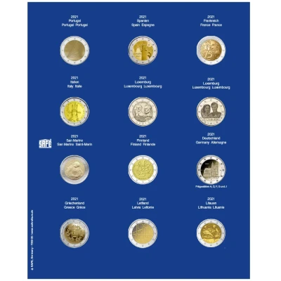 Afbeelding van Safe Safe, TOPset, Supplement 2 Euromunten in capsules 2021 blad 36 Transp/blauw voordrukblad afm: 185x230 mm. per st.