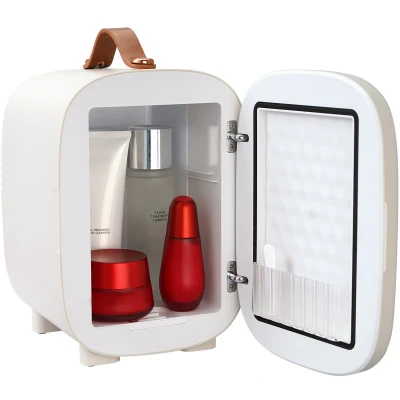Afbeelding van VEVOR mini koelkast, 4 l, 6 blikjes van 330 ml, draagbaar, USB/adapter, kleine cosmetica, warme en koude modus, temperatuur 0,2 tot 50 C, voor levensmiddelen, dranken,