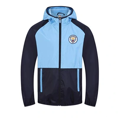 Afbeelding van Manchester City Officiële FC Winddichter/Waterdicht voetbal thema jongen, Marineblauw/hemelsblauw