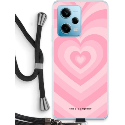 Afbeelding van Case Company® hoesje met Koord geschikt voor Xiaomi Redmi Note 12 Pro 5G Hart Roos Telefoonhoesje Zwart Bescherming aan alle Kanten en Over de Schermrand