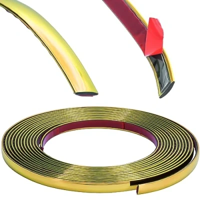 Afbeelding van RECAMBO Decoratieve sierlijst, goudkleurig, veelzijdig, flexibel en zelfklevend, 10 mm x 5 m