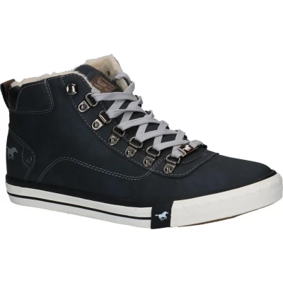 Afbeelding van Mustang Sneakers hoog, Heren, Maat: 44, Black Imitatieleer/ textiel