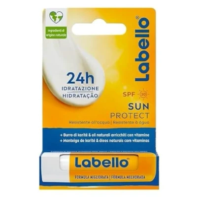 Image de Labello Sun Protect Burrocacao lèvres SPF50 4.8g, Baume à avec filtres UVA/UVB, cire d&#039;abeille et huiles naturelles, crème solaire 50 hydratant pendant 24 heures