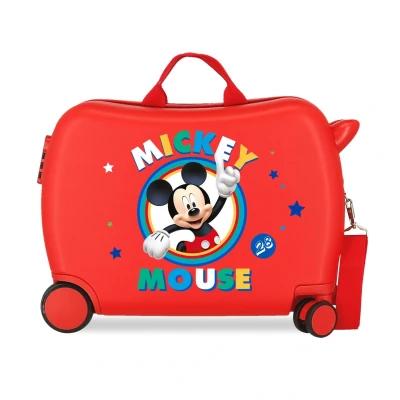 Afbeelding van Mickey Mouse rol zit kinderkoffer ABS 4 w rood