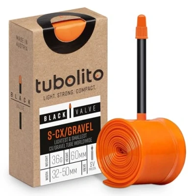 Afbeelding van Tubolito S Tubo CX/Gravel binneband 60mm ventiel zwart 27.5 x 1.2 → 28 1.8 TPU fietsband gravelbike cyclocross wielrennen