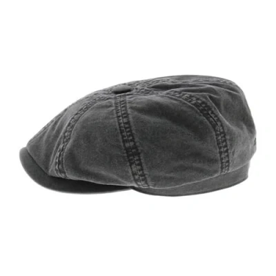 Afbeelding van STETSON Hatteras Pet van katoen voor dames/heren Flat Gavroche met vizier lente zomer, zwart.
