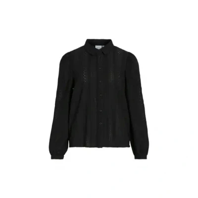 Afbeelding van Vila Blouse Vizania L/s Shirt Noos 14107476 Black Beauty Dames Maat XS