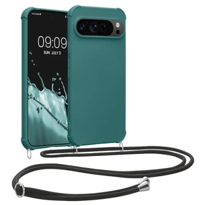 Afbeelding van kwmobile telefoonhoesjegeschikt voor Google Pixel 9 / Pro Hoesje van siliconen met telefoonkoord In petrol