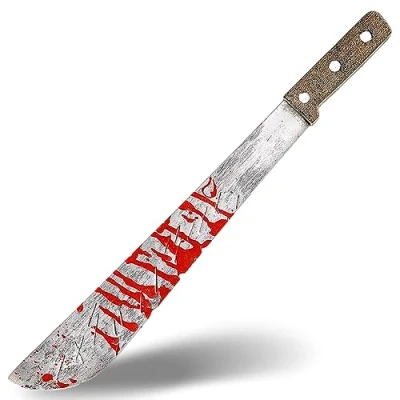 Afbeelding van Halloween Horror kunststof hakmes/machete met bloed 20 cm