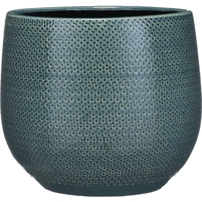 Afbeelding van Mica Decorations gabriel ronde bloempot blauw maat in cm: 20 x 25