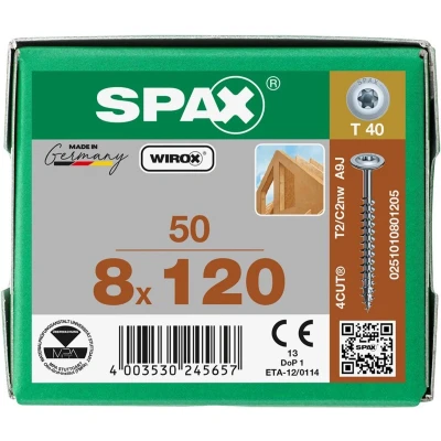 Afbeelding van SPAX 0251010801205 Houtschroef 8 mm 120 T STAR plus Staal WIROX 50 stuk(s)
