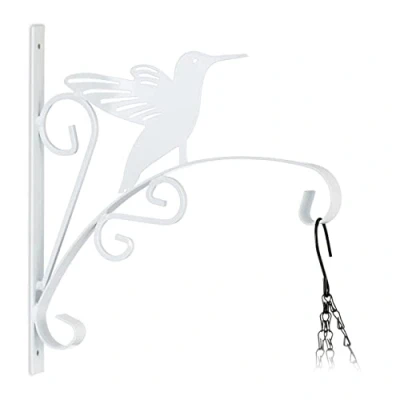Afbeelding van Relaxdays plantenhaak met vogel bloempothaak hanging basket haak metaal wit