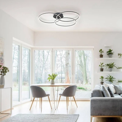 Afbeelding van LED plafondlamp Ivanka, drie ringen, zwart