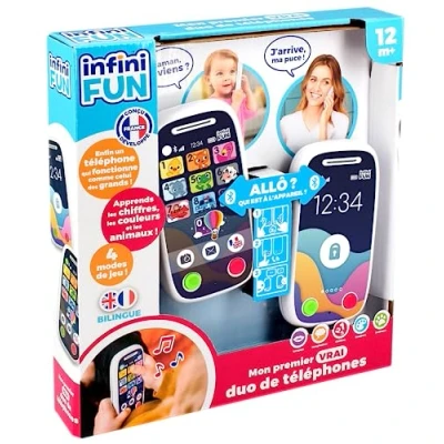 Afbeelding van Infini Fun Mijn eerste echte duo De telefoon waarmee je via Bluetooth kunt bellen! Imitatiespeelgoed met tweetalig Frans/Engels vanaf 12 maanden