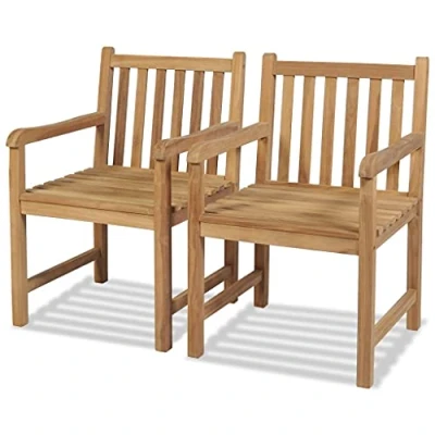 Afbeelding van Tuinstoelen 2 st massief teakhout