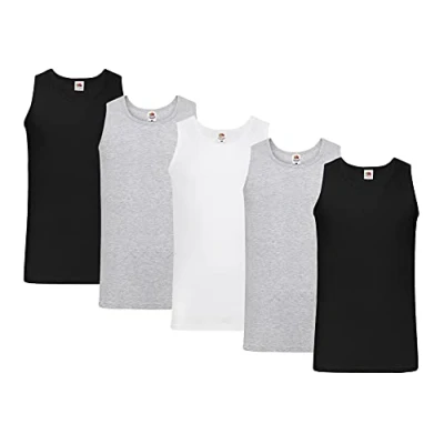 Afbeelding van Fruit of the Loom Heren onderhemd Athletic M L XL XXL 3XL 4XL 5XL ook kleursets (1er/5 pack), 2 x grijs zwart 1 wit + Hl aankoop notitieblok,