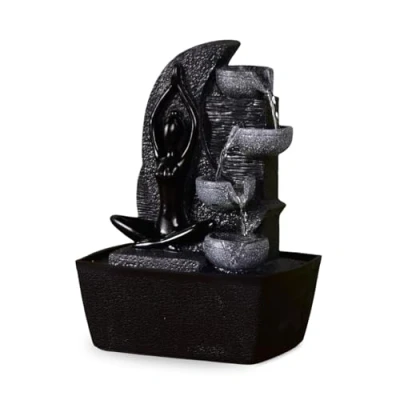 Afbeelding van fontein Yama 25 cm hoog interieur voor binnen relaxeer zen waterornament cadeau geschenk kerst nieuwjaar relatiegeschenk origineel lente zomer lentecollectie zomercollectie afkoeling koelte