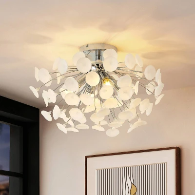 Afbeelding van Lindby plafondlamp 4lichts ijzer, kunststof H: 34 cm E14 chroom, frost