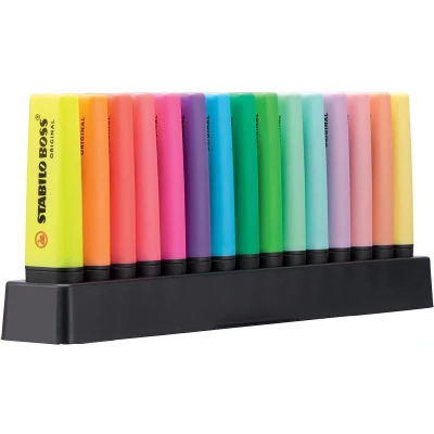 Afbeelding van STABILO BOSS ORIGINAL Pastel markeerstift, deskset van 15 stuks in geassorteerde kleuren markeerstift