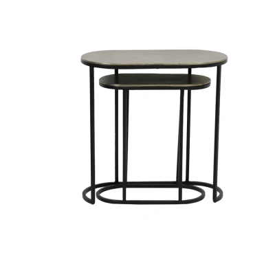 Afbeelding van Bocov bijzettafel set van 2 antiek brons/zwart