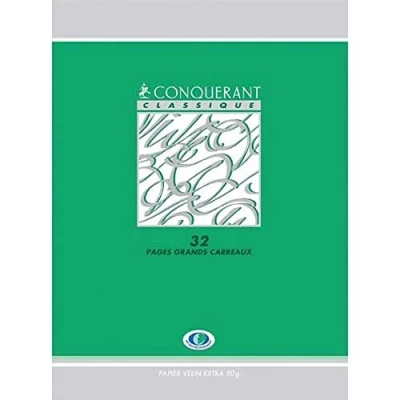 Afbeelding van CONQUÉRANT 5 notitieboeken, 90 g, gelakte kaart, leren, schrijven, 17 x 22 cm, 32 pagina&#039;s, Seyes, 3 mm