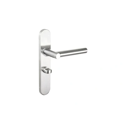 Afbeelding van Lavuzo deurkruk Grosetto RVS met afgerond schild WC63/8 badkamersluiting Per set Deurklink