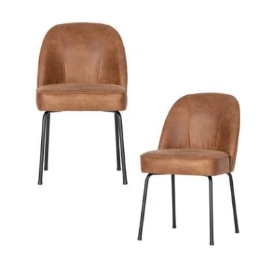 Afbeelding van BePureHome Vogue Eetkamerstoel Leer Cognac Set van 2