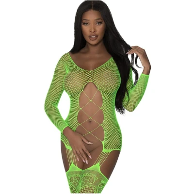 Afbeelding van Magic Silk Exposed S127LIM1SZ Fishnet Gartered Catsuit One Size